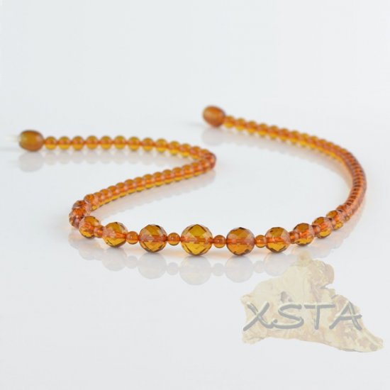 Round Amber faceted necklaces